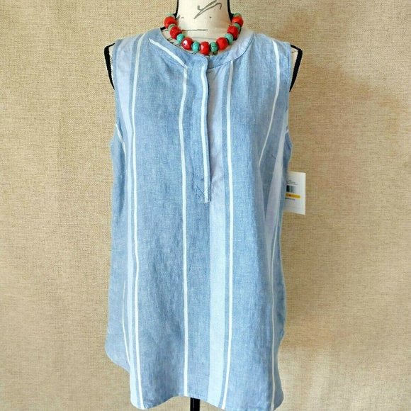Ellen Tracy Tops - ELLEN TRACY 100% Linen Tunic Top Sleeveless